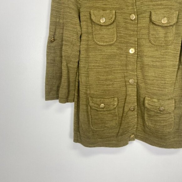 J. Crew Green Military Style Gold Button Cardigan - Picture 3 of 8